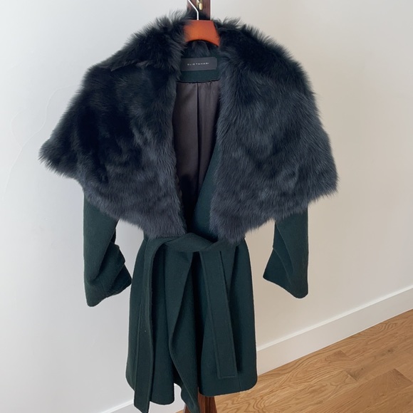 Elie Tahari Wool and Fur Collar Coat - Picture 3 of 9